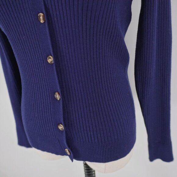 Grace Karin Small Blue Knit Cardigan Button Front Long Sleeve Sweater V-Neck - Picture 2 of 10
